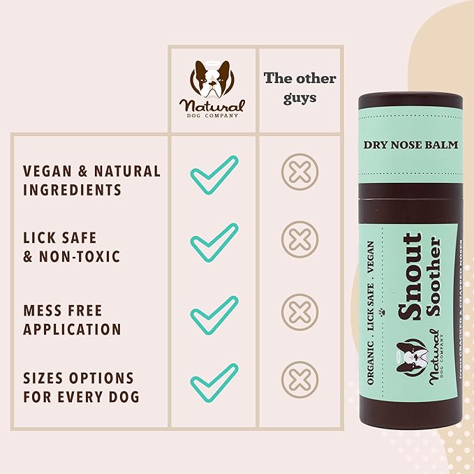 Natural Dog Company Snout Soother, Dog Nose Balm, Wax &amp; Cream for Dry, Cracked Noses, Heals &amp; Moisturizes with Shea Butter &amp; Coconut Oil, Lick-Safe Nose Butter, Made in USA, 2 oz. Stick