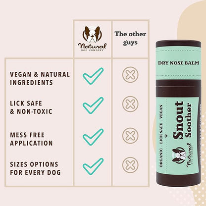 Natural Dog Company Snout Soother, Dog Nose Balm, Wax &amp; Cream for Dry, Cracked Noses, Heals &amp; Moisturizes with Shea Butter &amp; Coconut Oil, Lick-Safe Nose Butter, Made in USA, 2 oz. Stick