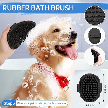 Dog Brush Kit – 3 PCS Grooming Set with Self-Cleaning Brush, Undercoat Rake &amp; Pet Bath Brush. Great for Shedding, Tangles &amp; Dirt Removal – Ideal for Long &amp; Short Haired Dogs &amp; Cats, Blue