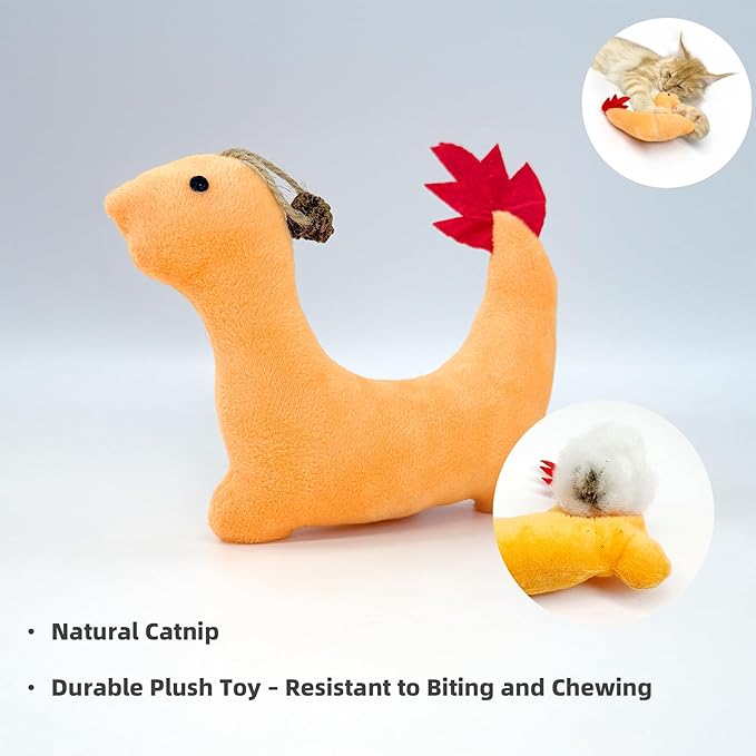 Catnip Toys 3 Pack – Plush Catnip Toy with Gall Fruit &amp; Silvervine Stick with Feathers, Interactive Chew &amp; Kick Toys for Indoor Cats, Relieve Stress &amp; Encourage Exercise
