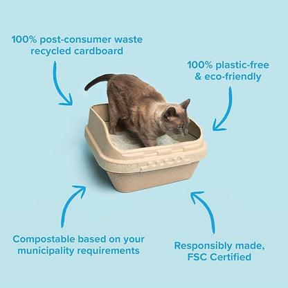 Kitty Sift (Set of 1 Litter Box &amp; 5 Sifting Liners) Sustainable, Clean, Sifting, Disposable Cat Litter Box Kit - Jumbo, 6-Set Kit