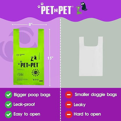 Pet N Pet 200 Counts Lavender Scented Dog Poop Bags Rolls with Tie Handles, 38% Plant Based &amp; 62% PE Poop Bags for Dogs, Extra-Thick Doggie Poo Bag, Pet Waste Bag