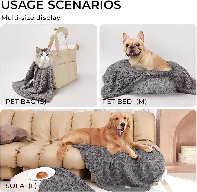 1 Pack 3 Calming Blankets Fluffy Premium Fleece Pet Blanket Soft Sherpa Throw for Dog Puppy Cat Grey Small (23" x16&