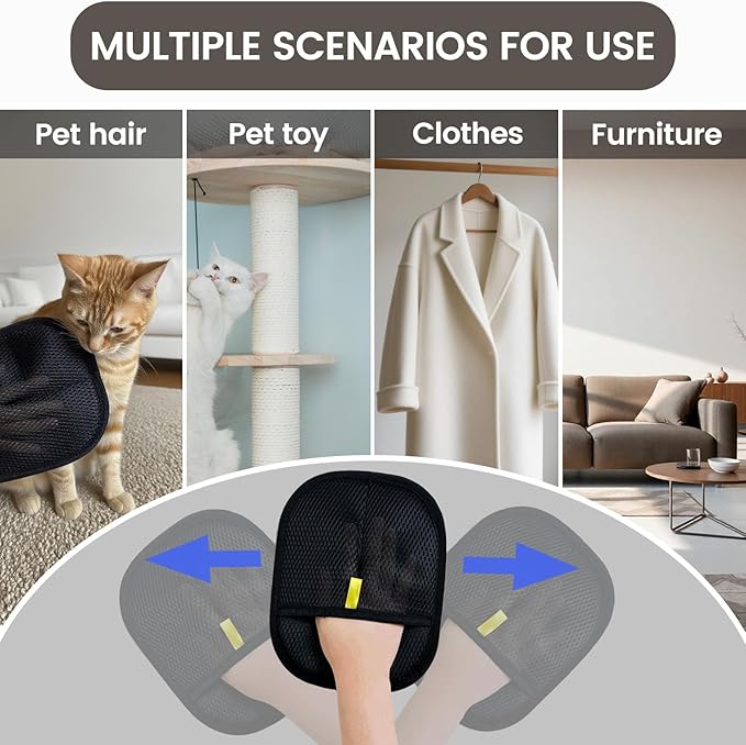 Pet Hair Remover Glove, Electrostatic Pet Hair Remover Glove,Cat &amp; Dog Grooming Glove, Upgraded Fur Removal Tool for Furniture, Carpet, Couch, Car Seat (3pcs)