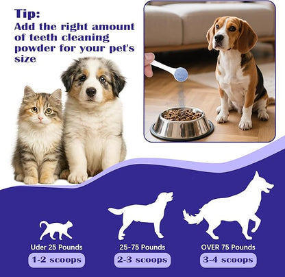 Dog Teeth Cleaning Powder, Dog Dental Powder and Cats Breath Freshener, Bad Breath &amp; Tartar Remover for Pets, Suitable for Large, Medium &amp; Small Canine(Blue)