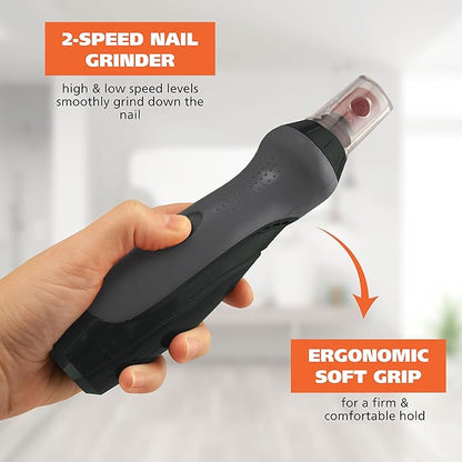 Wahl Grind &amp; Smooth 2 Speed Battery Dog Nail Grinder with Concave Rounding Tip and Nail Guard for Increased Safety and Precise Nail Grinding - Model 3026333