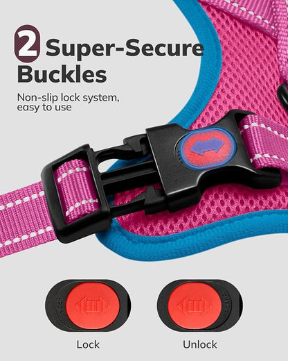 MIDOG No-Pull Dog Harness | Adjustable &amp; Reflective Pet Harness Leash Set for Small Medium Large Dogs Walking, Training| No Choke, Front Clip, Soft Padded Vest with Easy Control Handle - Pink, XL