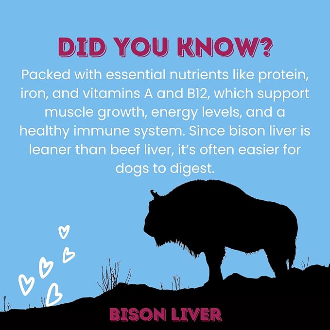 hotspot pets Freeze Dried Bison Liver Treats for Cats &amp; Dogs - 1 Pound Big Bag,Made in USA, Single Ingredient All Natural, Grain-Free Bison Liver - Perfect for Training, Topper or Snack