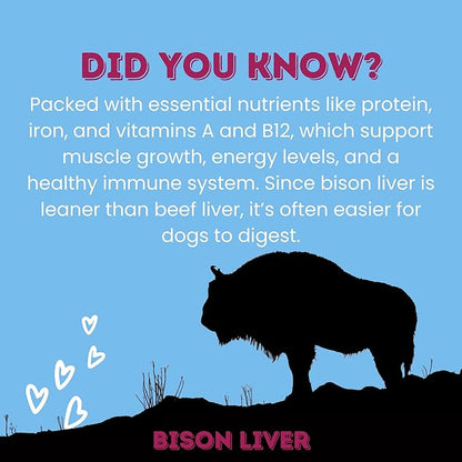 hotspot pets Freeze Dried Bison Liver Treats for Cats &amp; Dogs - 1 Pound Big Bag,Made in USA, Single Ingredient All Natural, Grain-Free Bison Liver - Perfect for Training, Topper or Snack