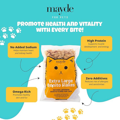 Mayde Bonito Flakes for Cats &amp; Dogs, All-Natural High-Protein Treats, Extra Large 4oz Bag, 3-Pack