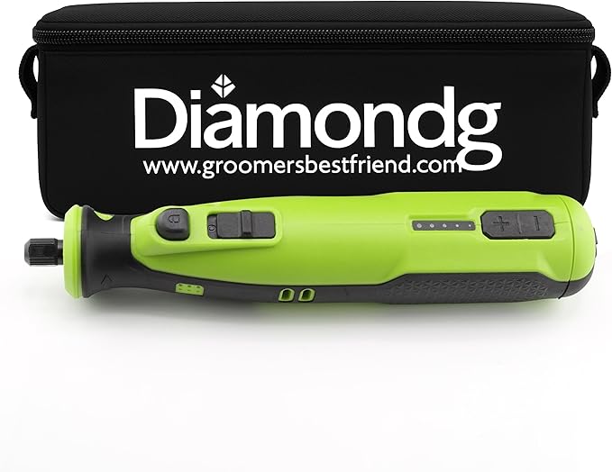 Diamondg Cordless Dog Nail Grinder with Quiet Sound &amp; LED Tip for Large &amp; Small Dogs, 4hrs. Runtime - Electric Dog Nail Trimmer, Heavy Duty Rotary Tool Alternative to Toenail Clippers &amp; Filers