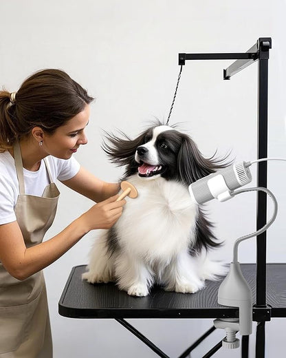 L&amp;W BROS. 2-in-1 Pet Hair Dryer with Clamp Stand – Wearable &amp; Hands-Free Dog Grooming Dryer, 950W Low Noise Blower with 5 Heat &amp; 3 Speed Settings, for Small to Medium Pets (gray)