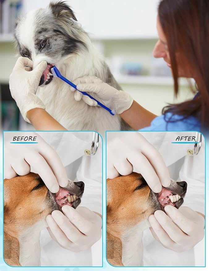 30 Pcs Pet Toothbrush Kit - Dual-Headed Toothbrush for Dogs &amp; Cats - 10 Colors