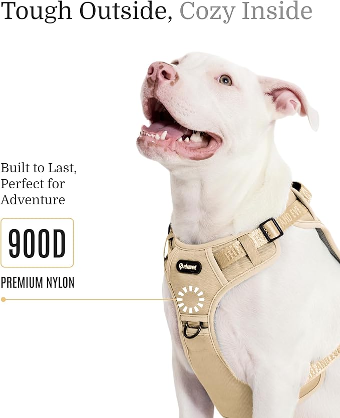 2025 New Edition, Fei &amp; Eve MagEase Dog Harness - 3-Second Magnetic Buckles | 3-Point No-Pull Control | Heavy-Duty 900D Nylon | Dual Safety Handles | Breathable Mesh | Adjustable Fit,X-Large,Champagne