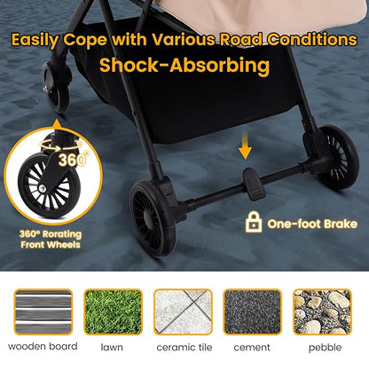Foldable Dog Stroller - Lightweight Pet Stroller with One-Step Folding, No Assembly Required for Walking, Travel &amp; Shopping, Perfect for Small Dogs, Senior Pets &amp; Cats