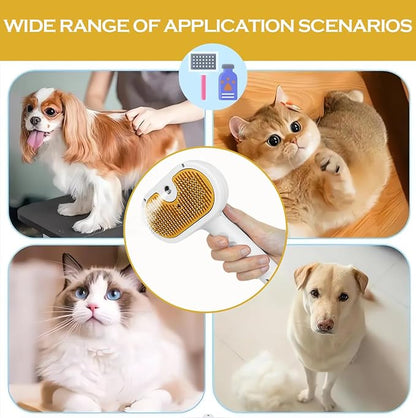 3-1 Cat Steam Brush for Shedding, Steamy Grooming Brush for Long &amp; Short Hair Cats &amp; Dogs, Self-Cleaning Pet Hair Removal Comb with Water Tank Dog
