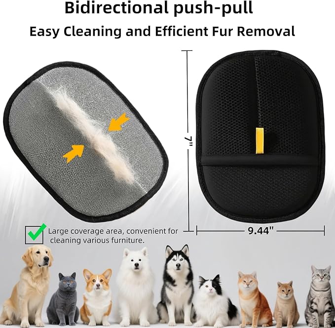 3Pcs Electrostatic Pet Hair Removal Gloves for Cats&amp;Dogs,2025 New Upgraded Reusable Quick De-Shedding Grooming Gloves, Animal Fur Remover Tool for Couch,Carpet,Furniture,Car Seat,Clothing,Curtain