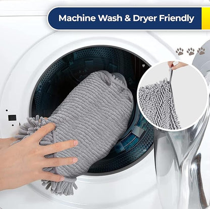 Muddy Mat® 2-in-1 Set: AS-SEEN-ON-TV Grey Microfiber Door Mat (30"X19") &amp; Doggy Dryer Plush Shammy Towel - Non-Slip, Washable &amp; Highly Absorbent Solutions for Soggy Paws &amp; Clean Floors