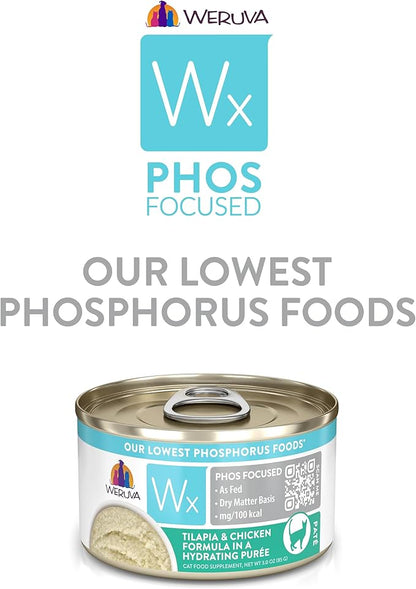 Weruva Wx Phos Focused, Tilapia &amp; Chicken Formula in a Hydrating purée, 3oz Can (Pack of 12)