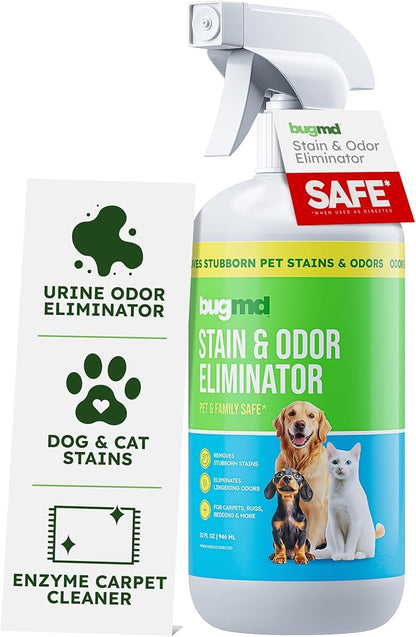 BugMD Enzyme Cleaner for Dog &amp; Cat Urine | Pet Stain and Odor Remover for Carpet &amp; Home | Unscented Urine Destroyer &amp; Deodorizer