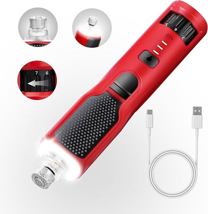 Dog Nail Grinder 7-Speed &amp; 360° LED Light, Professional Pet Nail Grinder for Dogs and Cats, Electric Dog Nail Trimmer Painless Paws Grooming &amp; Smoothing Tool for Large Medium Small Dogs Cats Pets