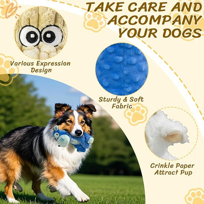 3Pack Squeaky Stuffed Dog Toys- Indoor&amp;Outdoor Playing Toys for Large to Small, Durable Plush Toys to Keep Them Busy- Animal Shape Crinkle Toy