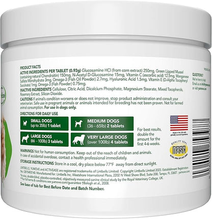 Yumove Hip &amp; Joint Supplement for Dogs - with Glucosamine Chondroitin, Omega 3, Hyaluronic Acid, Green Lipped Mussel &amp; Fish Oil for Dogs - Senior Dog Joint Supplement (240ct Chewable Tablets)