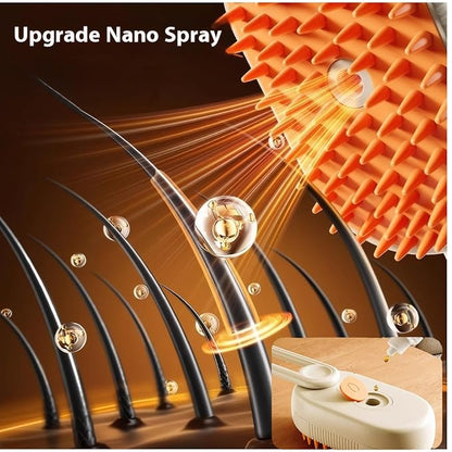 Cat steam brush USB-Powered Pet Steam Brush for Dogs &amp; Cats | Instant Fog Deshedding Tool, Reduces Shedding &amp; Flyaway Hair | Gentle Grooming Brush for Dog &amp; Cat Hair Loss Control (Orange)