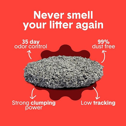 Boxie® Extra Strength 35 Day Odour Control Clumping Clay Cat &amp; Kitty Litter 28lb, 99.9% Dust-Free, Probiotic Formula, Long-Lasting, Veterinarian Approved, Easy Scooping for Multi-Cat Homes