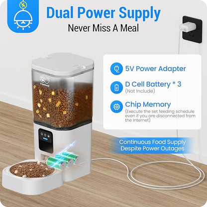 Automatic Cat Feeder with 2K HD Camera: Automatic Dog Feeder with Night Vision, Cat Food Dispenser with 5G WiFi for Multiple Pet, Detachable for Easy Clean - 29 Cup （7L Large Capacity）