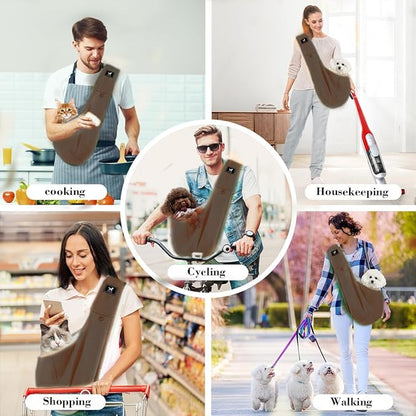 Dog &amp; Cat Carrier Sling, Adjustable Soft Padded Shoulder Puppy Carrier, Hands-Free Dog Carrier Bag with Double Safety Buckles Premium Material for Outdoor Travel (Caramel, L)