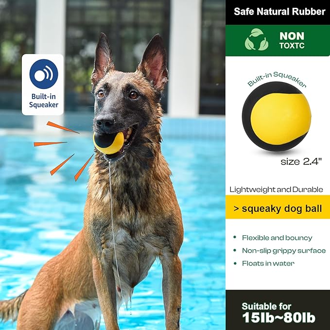Squeaky Floating Dog Toy – Interactive Water Ball for Fetch &amp; Pool Play, Durable Cognitive Ball for Smart Dogs,Ideal for Medium &amp; Large Dogs