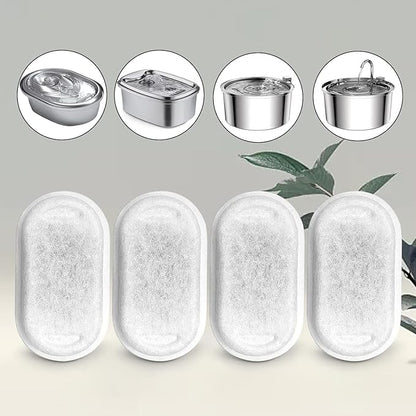 Cat Water Fountain Filters for 108/3.2L&amp; 67oz/2L Stainless Steel Pet Water Dispenser Fountain Filter Replacement with 8 Sponges (8 Filters&amp;8 Sponges)