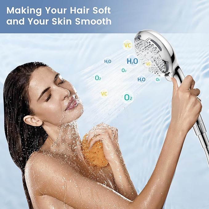 FEELSO Filtered Shower Head with Handheld, High Pressure 7 Spray Showerhead with Filters for Hard Water - Remove Chlorine, Reduce Dry Itchy Skin, Anti-clog Nozzles, Power Wash to Clean Tub, Tile &amp; Pet