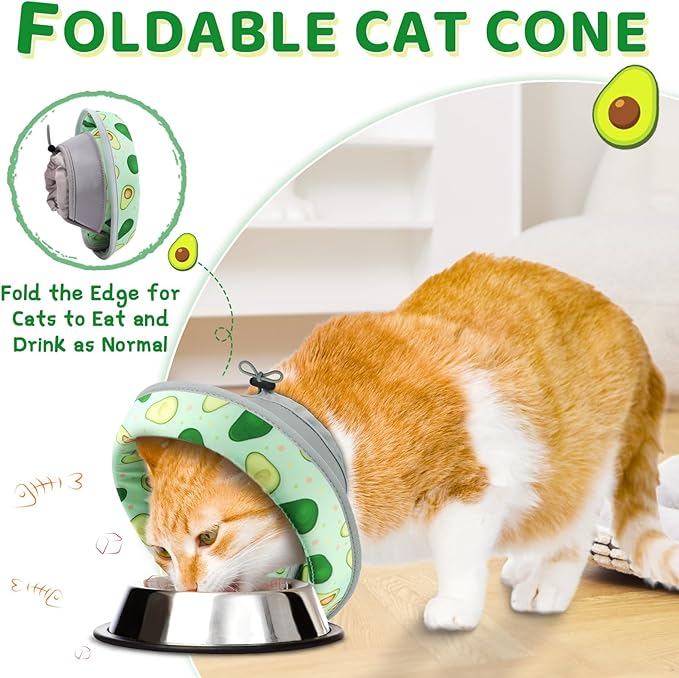 Cat Cone Collar Soft to Stop Licking, Adjustable, Foldable Lightweight Kitten Cones After Surgery Recovery for Cats &amp; Kittens, Cat Cone Alternative (Light Green, M)