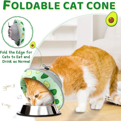 Cat Cone Collar Soft to Stop Licking, Adjustable, Foldable Lightweight Kitten Cones After Surgery Recovery for Cats &amp; Kittens, Cat Cone Alternative (Light Green, M)