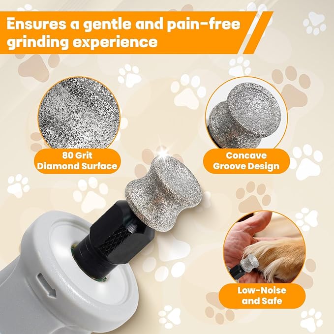 HARDELL Diamond Dog Nail Grinder Bits 2 Pack, 1/8" Pet Nail Grinder Replacement Heads for Dremel &amp; Most Rotary Tools, Durable Attachment for Pet Claw Care, Diamond Rotory Bit for Dogs