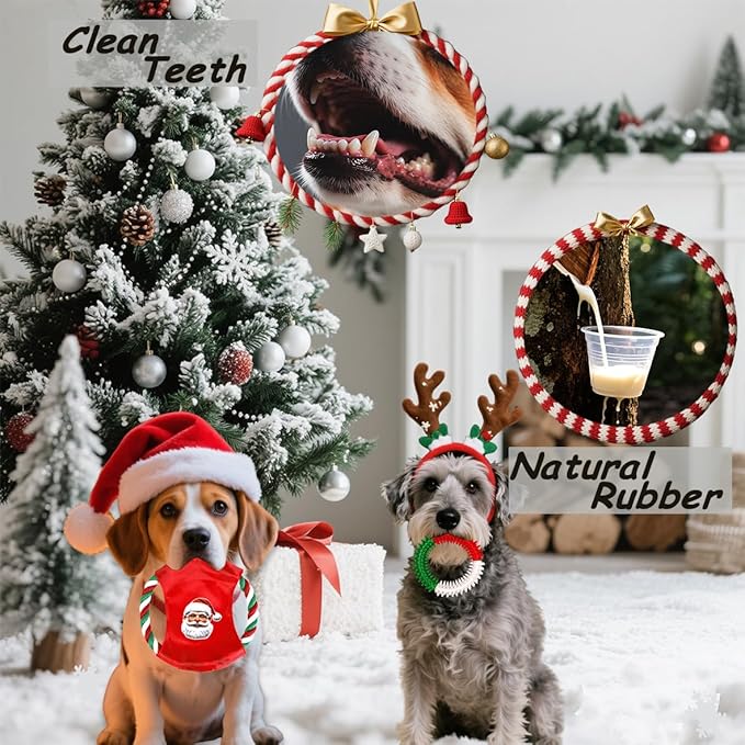 Dog Toys 15 Pack for Teeth Cleaning and Fun, Puppy Teething Chew Toys Tug Rope Squeaky Treat Balls &amp; Rubber Tous Bulk– Variety Dog Gifts Set Reduce Anxiety &amp; Save Furniture, Christmas