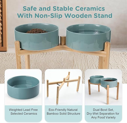 SPUNKYJUNKY Elevated Dog Bowls Ceramic, 8.3&