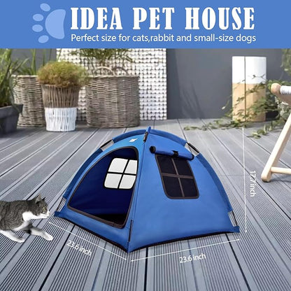 Navy Blue Small Cat &amp; Dog Outdoor House Tent - Waterproof, Washable &amp; Multipurpose - Ideal for Cats, Dogs &amp; Bunnies