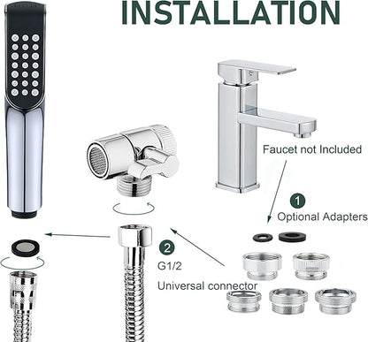 Tub faucet spayer attachment,Bathtub Shower Head Sink-Faucet with 5 Adapters, 79" Hose for Pet Dog Rinse, Baby Bath &amp; Hair washing, ON/OFF Extension for Tub Faucet, Utility Sink, Garden,Bathroom