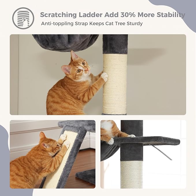 PEQULTI Floor to Ceiling Cat Tree, Tall Cat Tower, Adjustable Height (83&