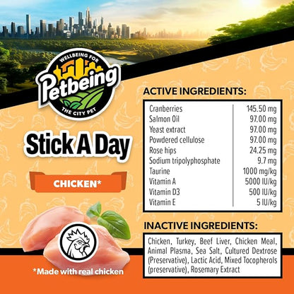 Stick a Day | Specially Formulated 7-in-1 Functions Daily Real Meat Supplement for Cats | Cat Chew Stick &amp; Pet Vitamins Supplements Combination (7-Pack x 4, Mix)