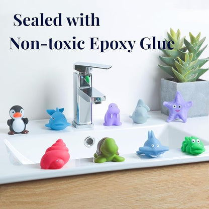 XY-WQ Bath Toys No Hole, for Infants&amp; Toddlers, No Hole Bathtub Toys (Sea Animals Ⅱ, 9 Pcs with Mesh Bag)