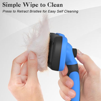 Swihauk Self Cleaning Slicker Brush - Skin Friendly Deshedding Grooming Tool for Dogs &amp; Cats, Suitable for Shedding &amp; Haired Pets, with Pet Supplies Accessories, Blue