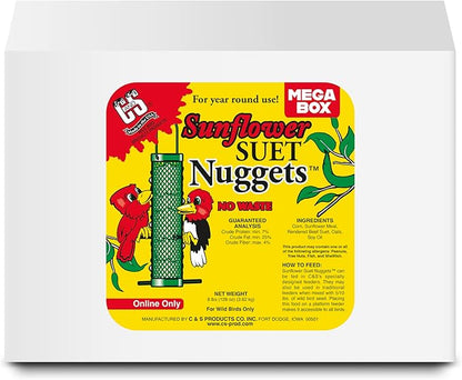 C&amp;S Sunflower Suet Nuggets, Suet Nuggets for Wild Birds, 8 Lbs