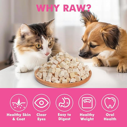 Freeze Dried Cats &amp; Dogs Raw Treats, All Natural Single Ingredient Chicken Breast, High Protein Healthy Pet Training Treats or Food Topper, 6 oz