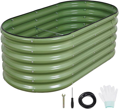 1MORE Galvanized Raised Garden Bed- Planter Garden Boxes Outdoor, Raised Beds for Gardening, 4x2x1.4ft Metal Garden Bed Kit for Vegetables Flower, Planter Raised Bed with Protective Tape &amp; Tools.Green