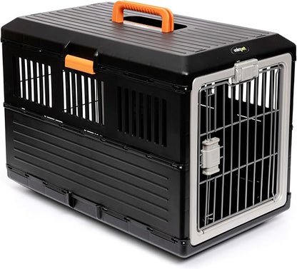USA Pet Carrier &amp; Crate 26" - Premium Collapsible Design for Medium Cats and Dogs - Portable Kennel for Indoor/Outdoor Use - 360-Degree Ventilation &amp; Hard Plastic Wall Protection