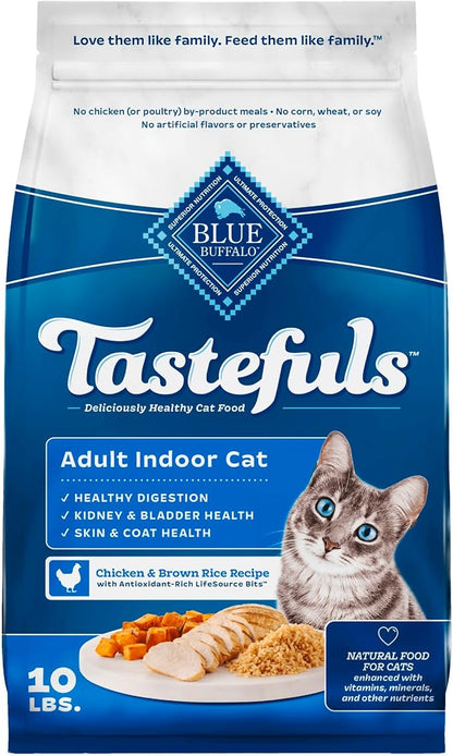 Blue Buffalo Blue Tastefuls Natural Adult Indoor Cat Chicken &amp; Brown Rice Recipe Food for Cats 10 lb